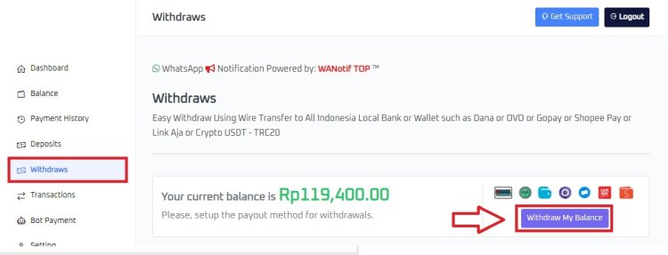 aPays -Withdraw Bank Transfer