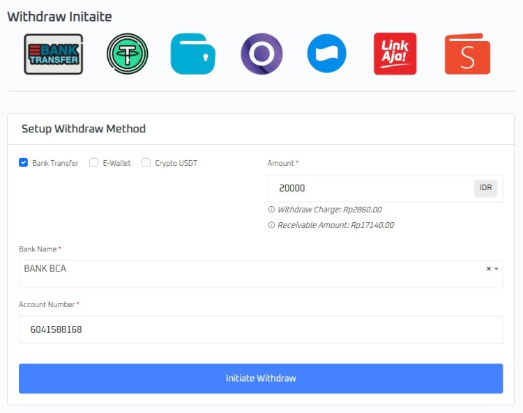 aPays -Withdraw Bank Transfer
