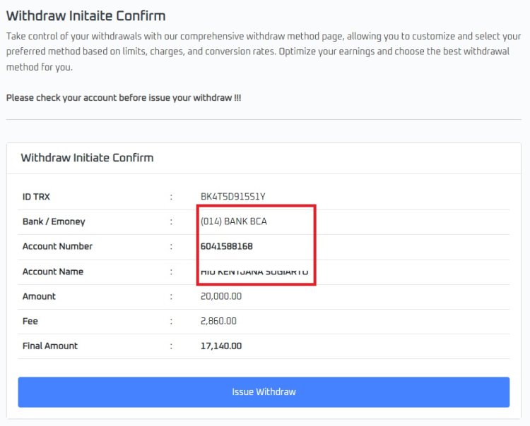 aPays - Withdraw Bank Transfer